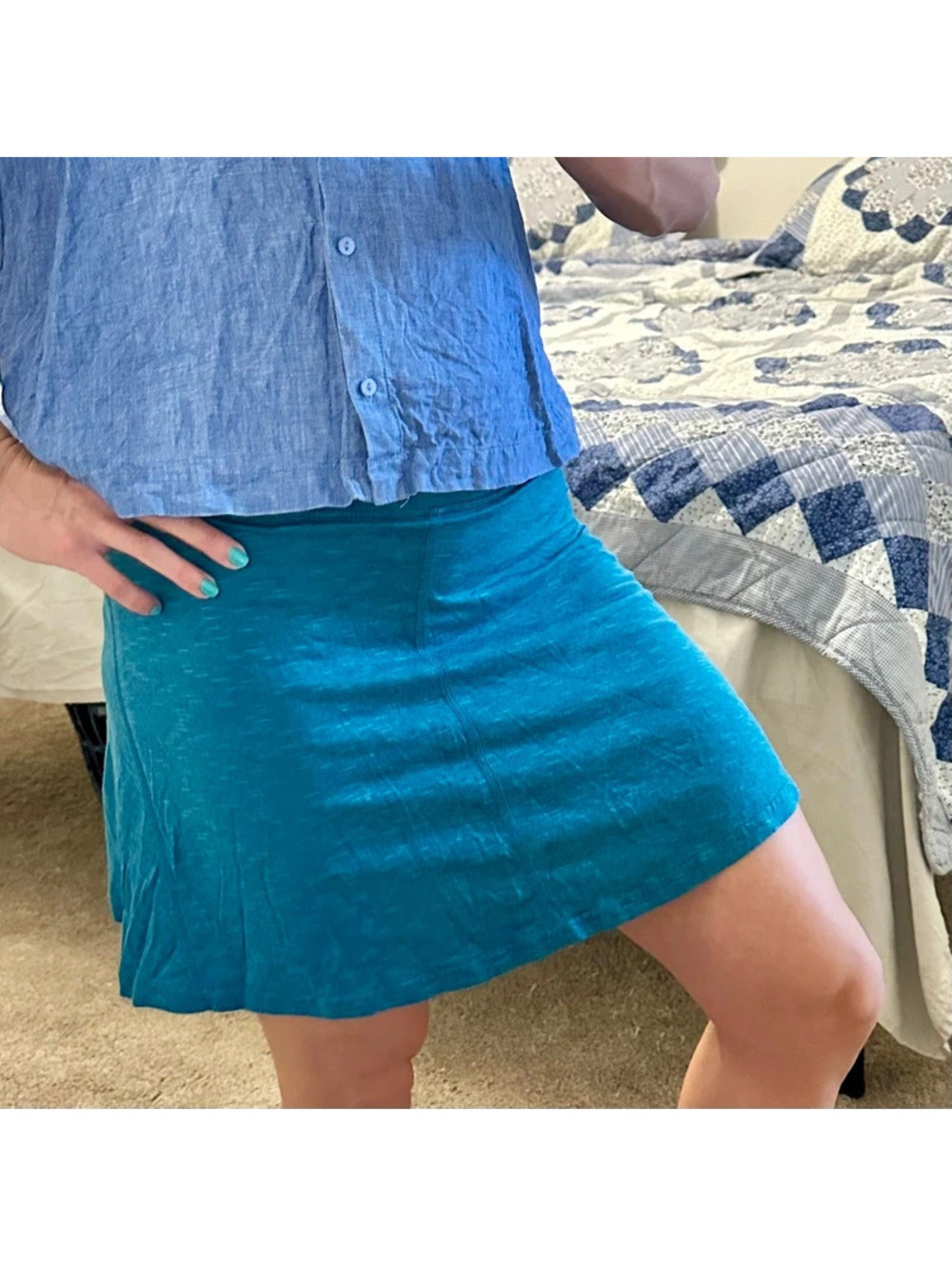 Toad & Co Skort Skirt Blue Women’s XS Blue gym workout Organic cotton blend